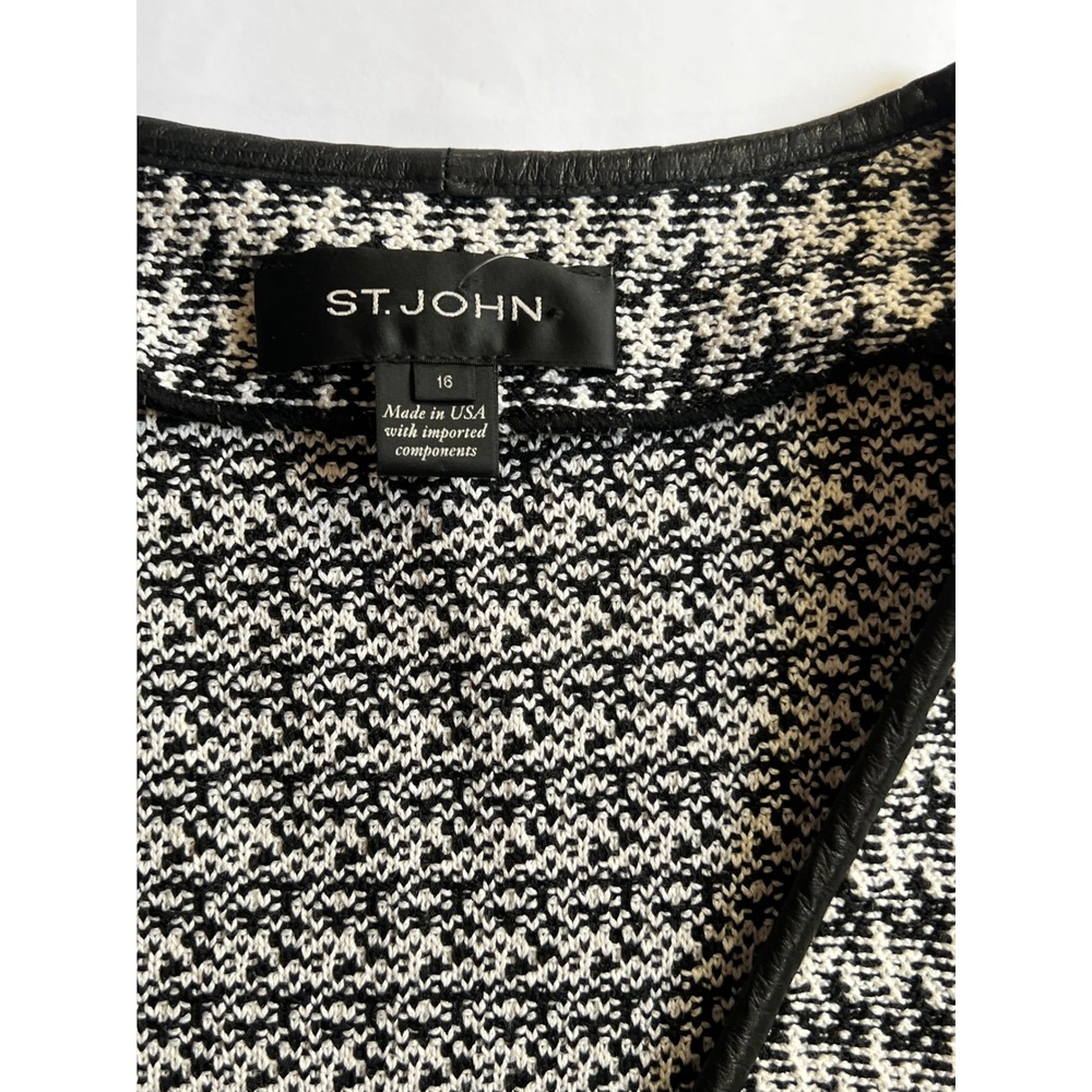 St John Collection Houndstooth Luxury Business Casual Jacket Black White Size 16 - Picture 8 of 8